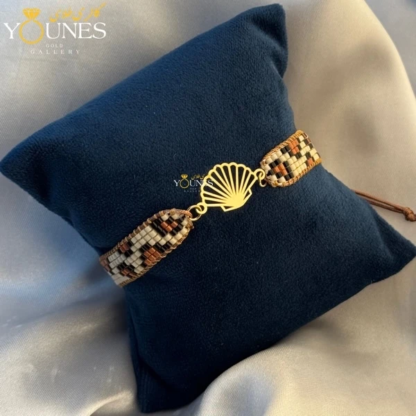 دستبند میوکی پلنگی صدف طلا